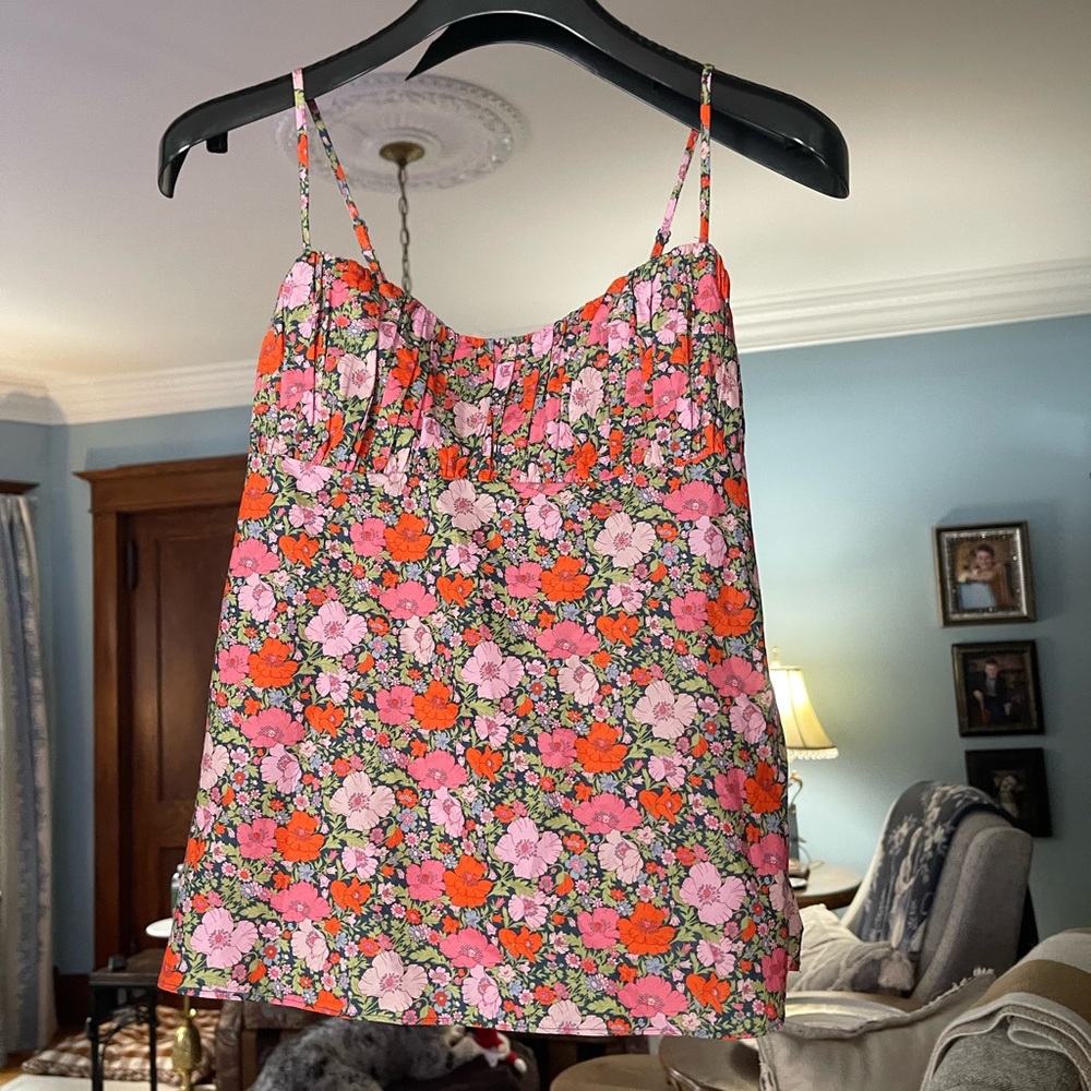 J. Crew Pink and Orange Floral Top